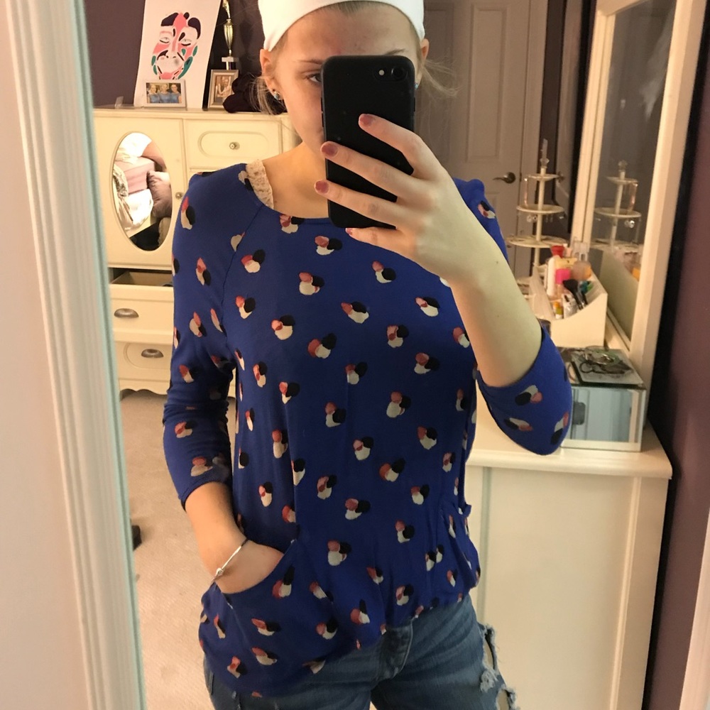 Lucky Brand pocket blue blouse
